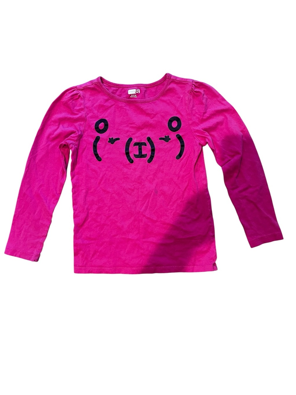 Crazy 8 Girls Bright Hot Pink Long-Sleeve Tee with Black Smiley Graphic